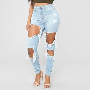 Fashion Nova Ripped Distressed Jeans